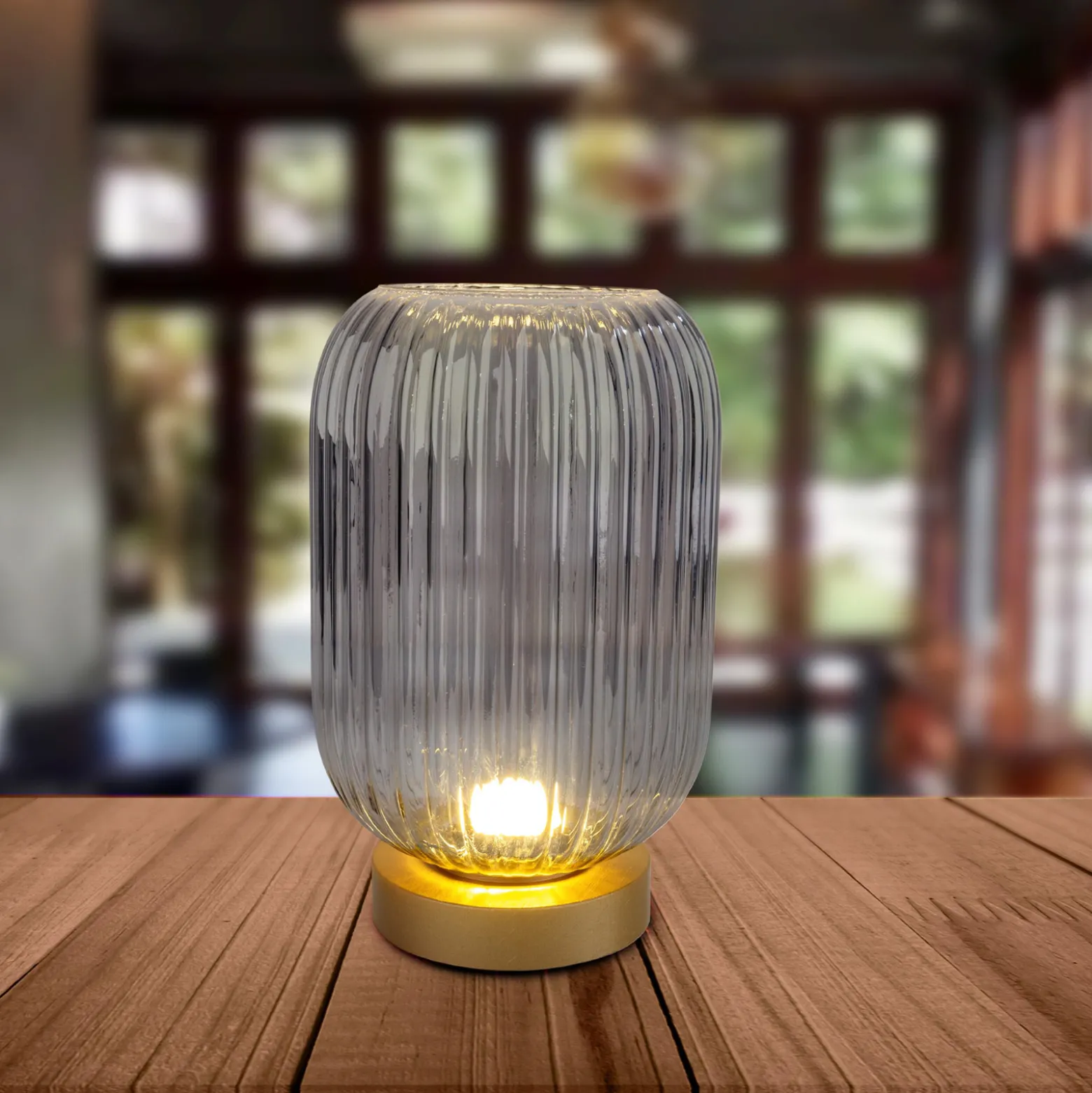 LED-koristepöytälamppu 5305558, akku, savunharmaa