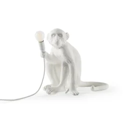 LED-koristepöytävalo Monkey Lamp, valkoinen/istuva
