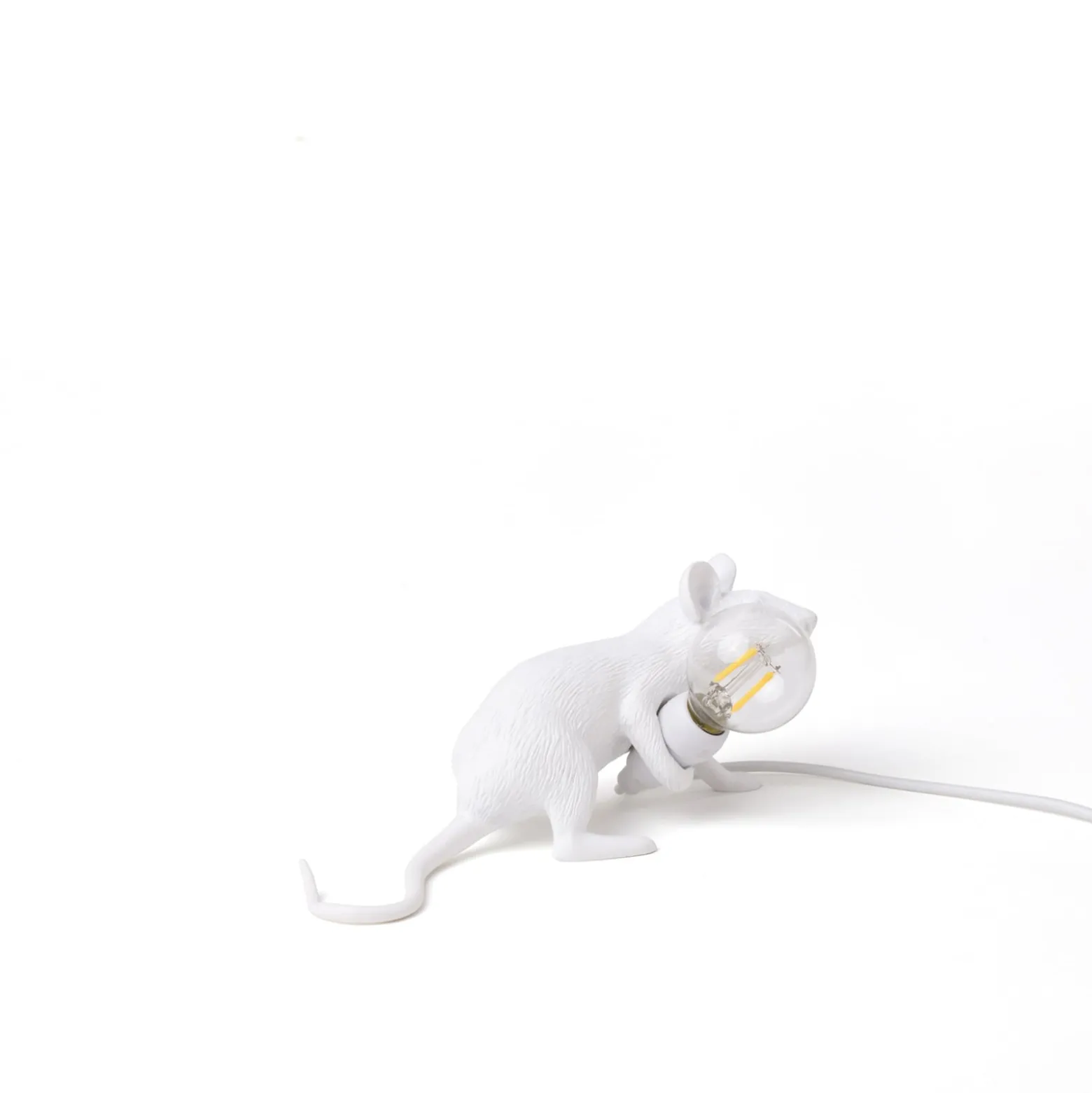 LED-koristepöytävalo Mouse Lamp USB makaava, valk.