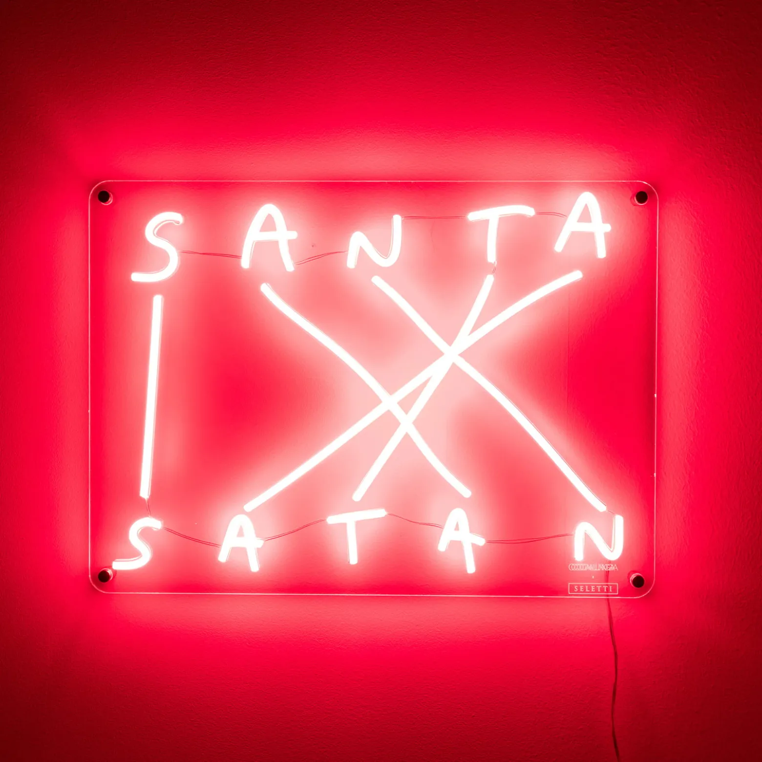LED-koristeseinävalaisin Santa-Satan, punainen