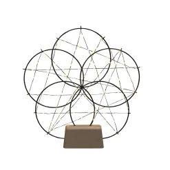 LED-koristevalo 5 pienellä renkaalla, puinen jalka