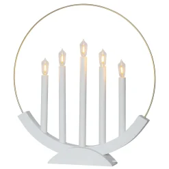 LED-kynttelikkö Brace 5-lamppuinen valkoinen/kulta
