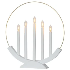 LED-kynttelikkö Brace 5-lamppuinen valkoinen/kulta