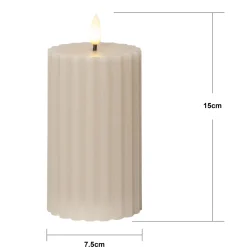 LED-kynttilä Flame Stripe beige 15cm aitoa vahaa paristokäyttöinen