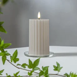LED-kynttilä Flame Stripe beige 15cm aitoa vahaa paristokäyttöinen