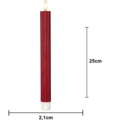 LED-kynttilä Flame Stripe, punainen, 25 cm, vaha, paristo, 2 kpl setti