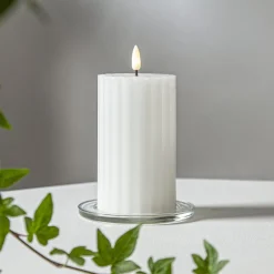 LED-kynttilä Flame Stripe valkoinen 15 cm aito vaha paristokäyttöinen