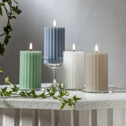 LED-kynttilä Flame Stripe valkoinen 15 cm aito vaha paristokäyttöinen
