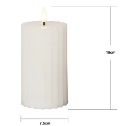 LED-kynttilä Flame Stripe valkoinen 15 cm aito vaha paristokäyttöinen