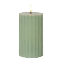 LED-kynttilä Flame Stripe vihreä 15 cm aitoa vahaa paristokäyttöinen