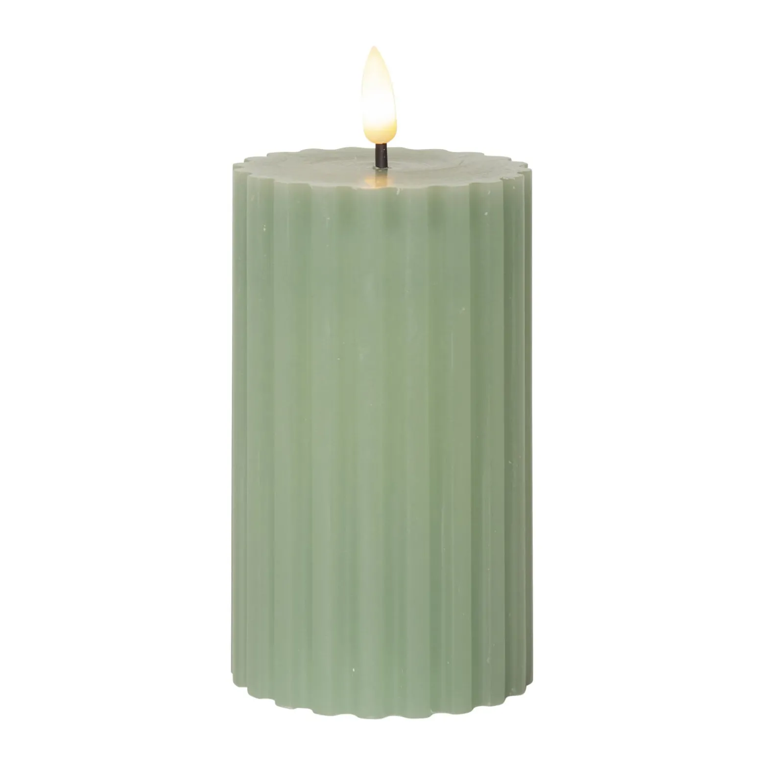 LED-kynttilä Flame Stripe vihreä 15 cm aitoa vahaa paristokäyttöinen