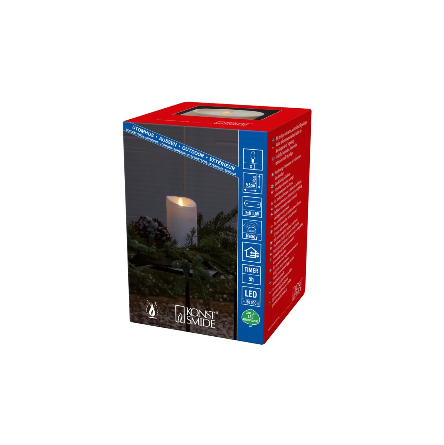 LED-kynttilä IP44 kermanvalkoinen sulanut korkeus 14cm
