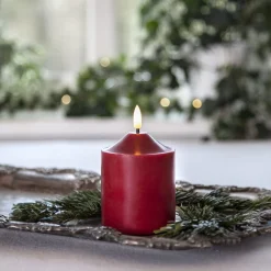 LED-kynttilän liekki, korkeus 12 cm, punainen aito vaha paristokäyttöinen