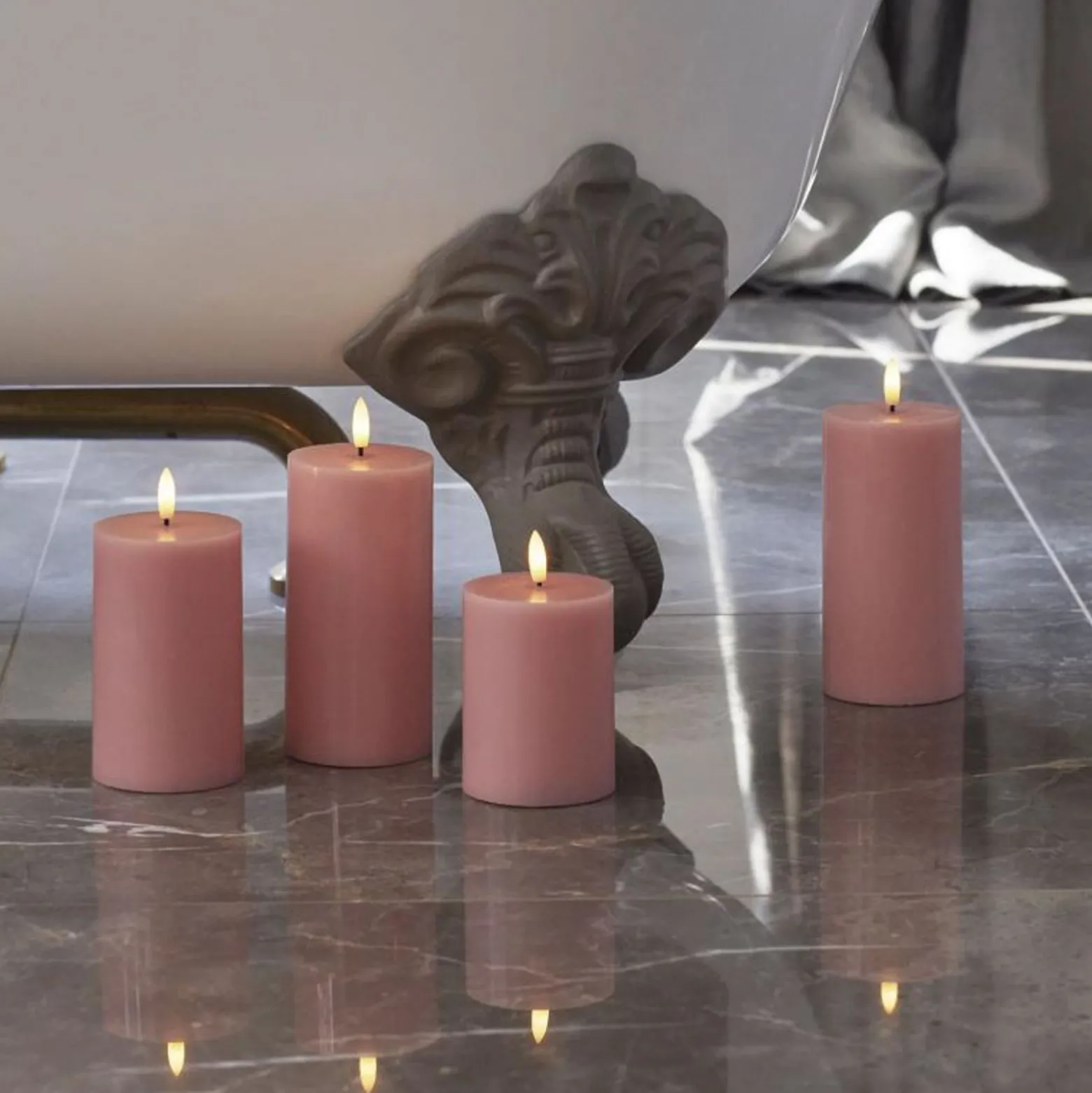 LED-kynttilä Sille, vaaleanpunainen, korkeus 13 cm, vaha, paristokäyttöinen