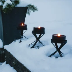 LED-kynttilä Soihtu Kynttilä musta metalli / vaha paristokäyttöinen