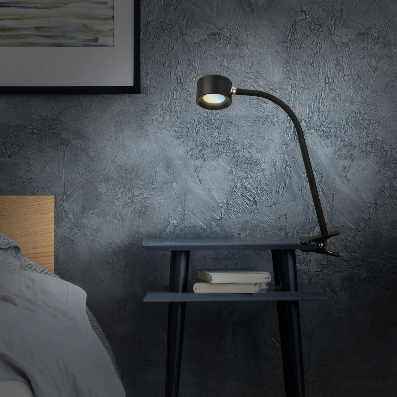 LED ladattava kiinnitysvalo Tari, musta, CCT, kosketus himmennin, USB