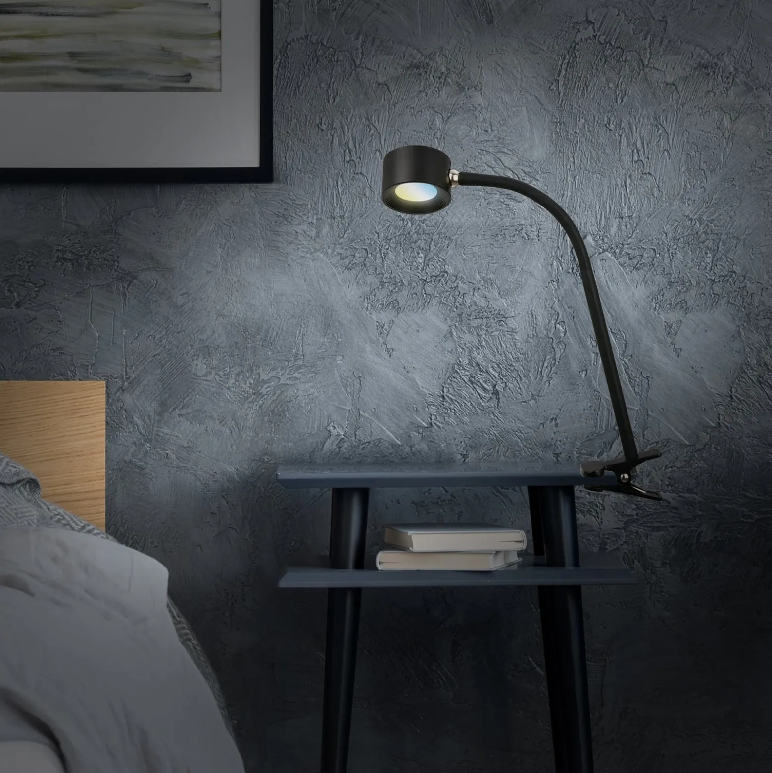 LED ladattava kiinnitysvalo Tari, musta, CCT, kosketus himmennin, USB