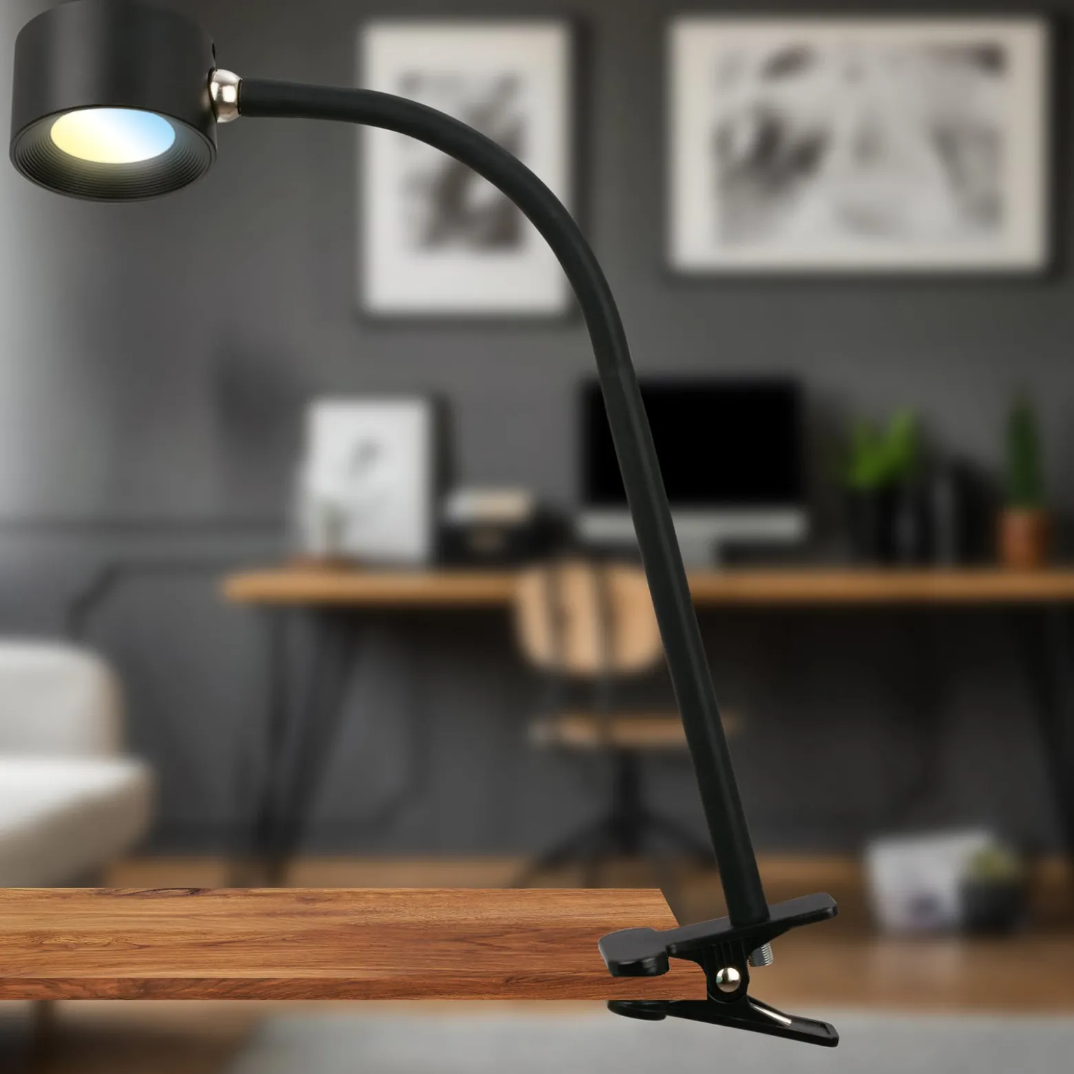 LED ladattava kiinnitysvalo Tari, musta, CCT, kosketus himmennin, USB