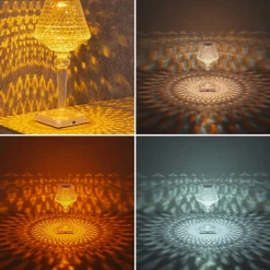 LED ladattava pöytävalaisin Gixi, kirkas/kristalli, CCT