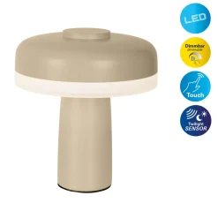 LED ladattava pöytävalaisin Pilu, beige Korkeus 16,5 cm metalli Touchdim