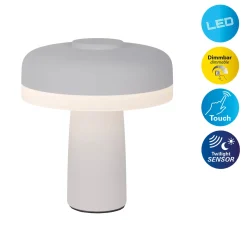 LED ladattava pöytävalaisin Pilu, valkoinen, korkeus 16,5 cm metalli