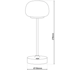 LED ladattava pöytävalaisin Pina musta 27,8 cm metalli/lasi Touch