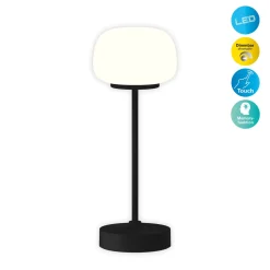 LED ladattava pöytävalaisin Pina musta 27,8 cm metalli/lasi Touch