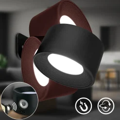 LED-ladattava seinävalaisin Tari, musta, CCT, kosketushimmennin, USB-portti