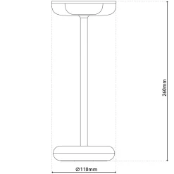 LED ladattava terassivalaisin Pasi, korkeus 26 cm metal touch