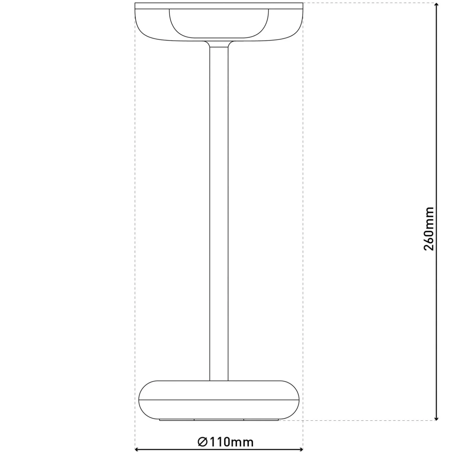LED ladattava terassivalaisin Pasi, korkeus 26 cm metal touch