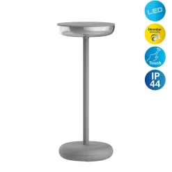 LED ladattava terassivalaisin Pasi, korkeus 26 cm metal touch