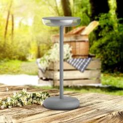 LED ladattava terassivalaisin Pasi, korkeus 26 cm metal touch