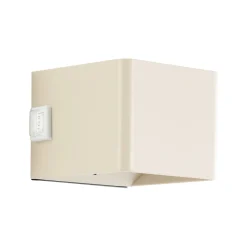 LED-ladattava ulkoseinävalaisin Iseo, beige, leveys 10 cm, anturi