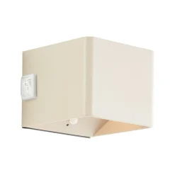 LED-ladattava ulkoseinävalaisin Iseo, beige, leveys 10 cm, anturi