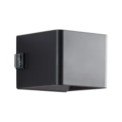 LED-ladattava ulkoseinävalaisin Iseo, musta, leveys 10 cm, anturi