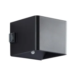 LED-ladattava ulkoseinävalaisin Iseo, musta, leveys 10 cm, anturi