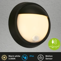 LED ladattava ulkoseinävalaisin 3785015 musta liiketunnistin 17cm