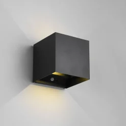 LED-ladattava ulkoseinävalaisin Talent, musta, leveys 10 cm Anturi
