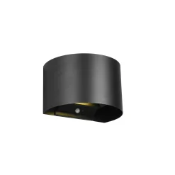 LED-ladattava ulkoseinävalaisin Talent, musta, leveys 16 cm Anturi