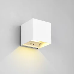 LED-ladattava ulkoseinävalaisin Talent, valkoinen, leveys 10 cm, anturi