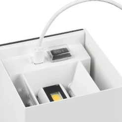 LED-ladattava ulkoseinävalaisin Talent, valkoinen, leveys 10 cm, anturi