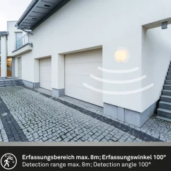 LED-ladattava ulkoseinävalaisin 3785016 valkoinen liiketunnistin Ø 17 cm