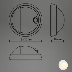 LED-ladattava ulkoseinävalaisin 3785016 valkoinen liiketunnistin Ø 17 cm