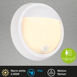 LED-ladattava ulkoseinävalaisin 3785016 valkoinen liiketunnistin Ø 17 cm