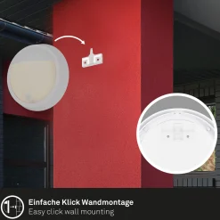 LED-ladattava ulkoseinävalaisin 3785016 valkoinen liiketunnistin Ø 17 cm