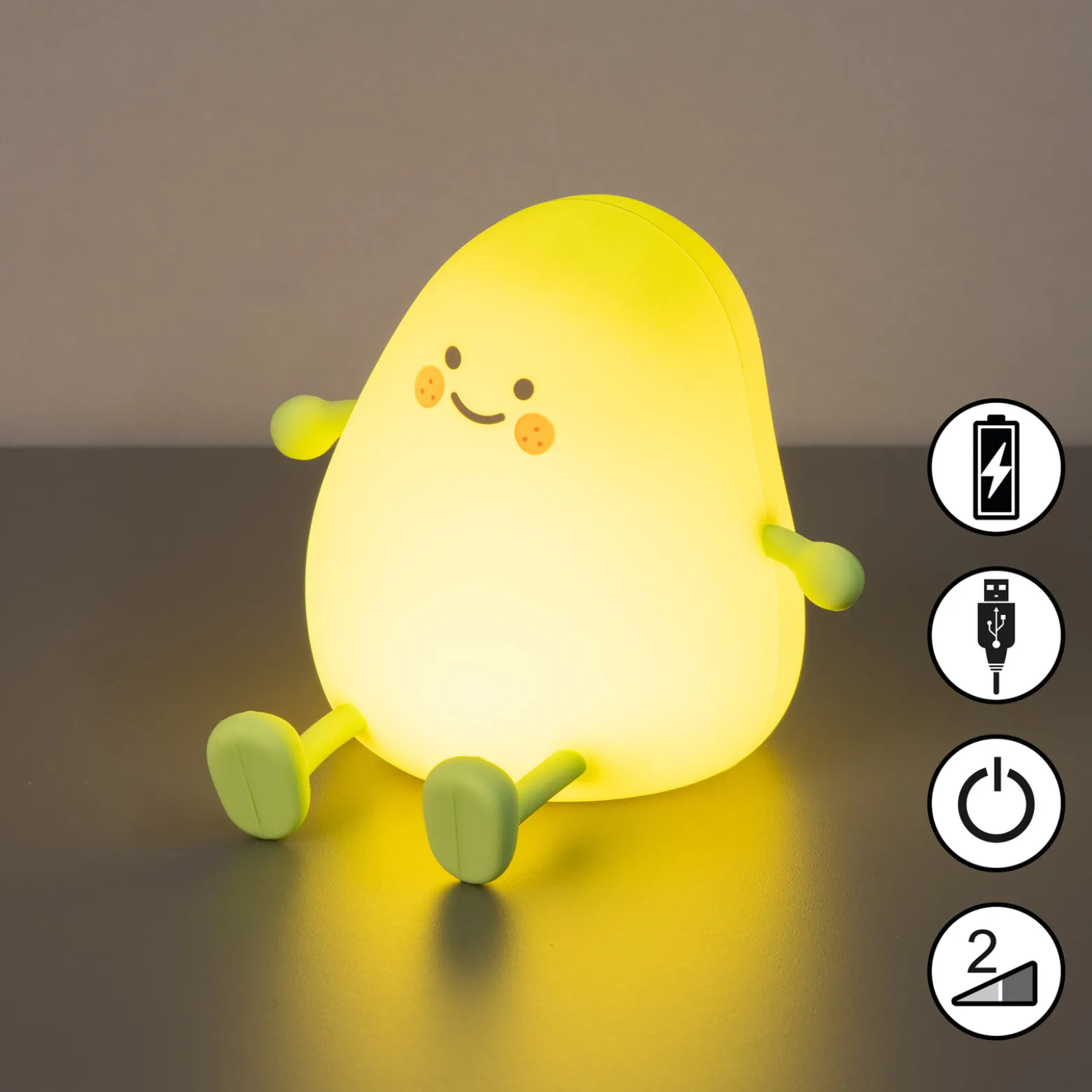 LED ladattava yöpöytälamppu mango, valkoinen, ajastin, himmennettävä