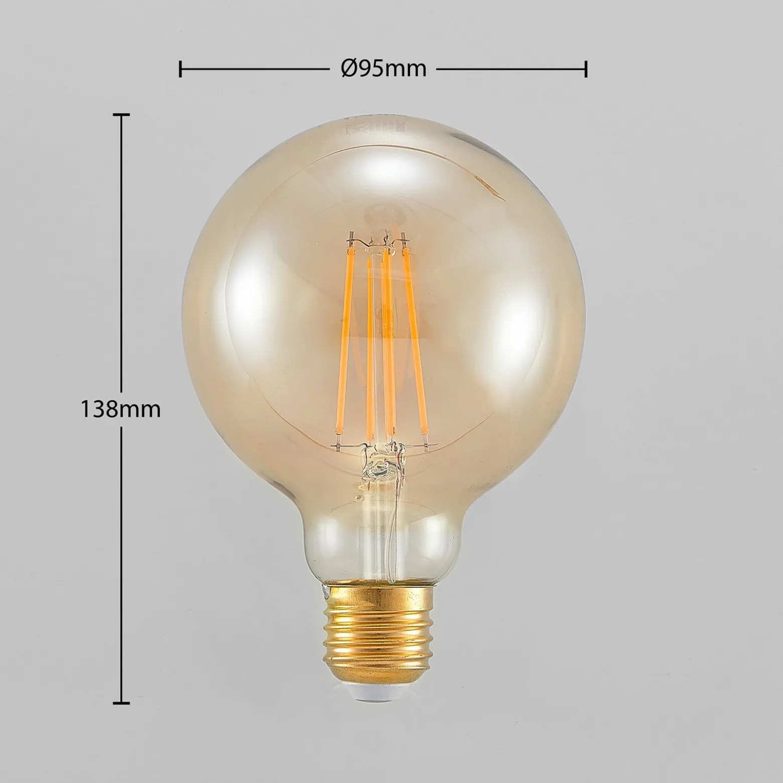 LED-lamppu E27 G95 6,5 W 2 500 K keltainen 3-portainen himmennettävä