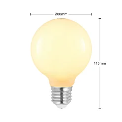 LED-lamppu E27 8W G80 2,700K himmennettävä, opaali, 2 kpl sarja