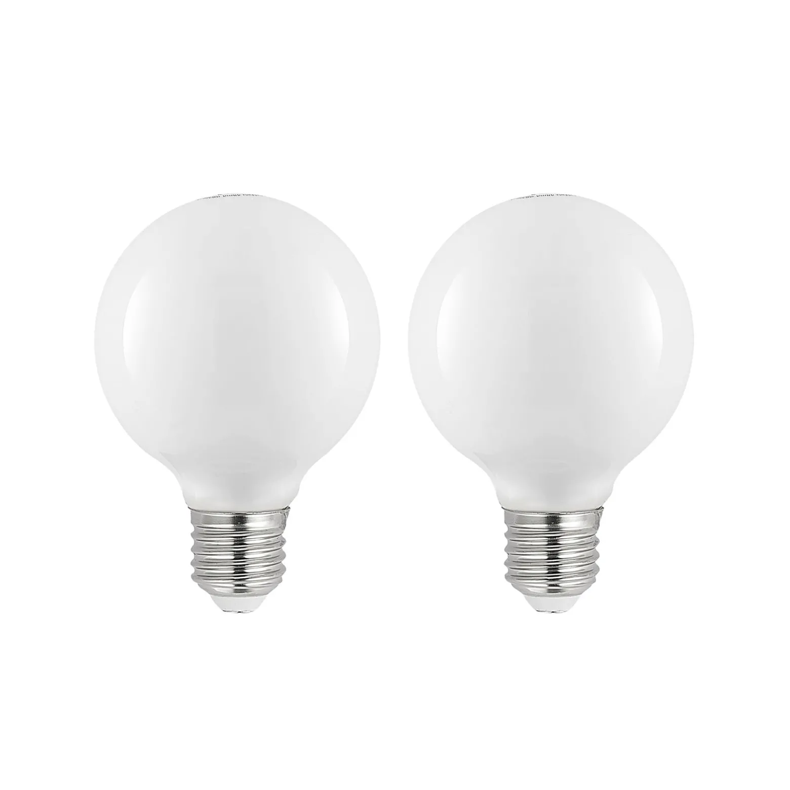 LED-lamppu E27 8W G80 2,700K himmennettävä, opaali, 2 kpl sarja