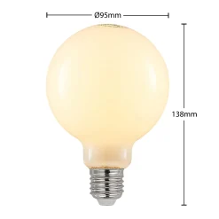 LED-lamppu G95 E27, 8 W, 2 700 K, opaali, himmennettävä